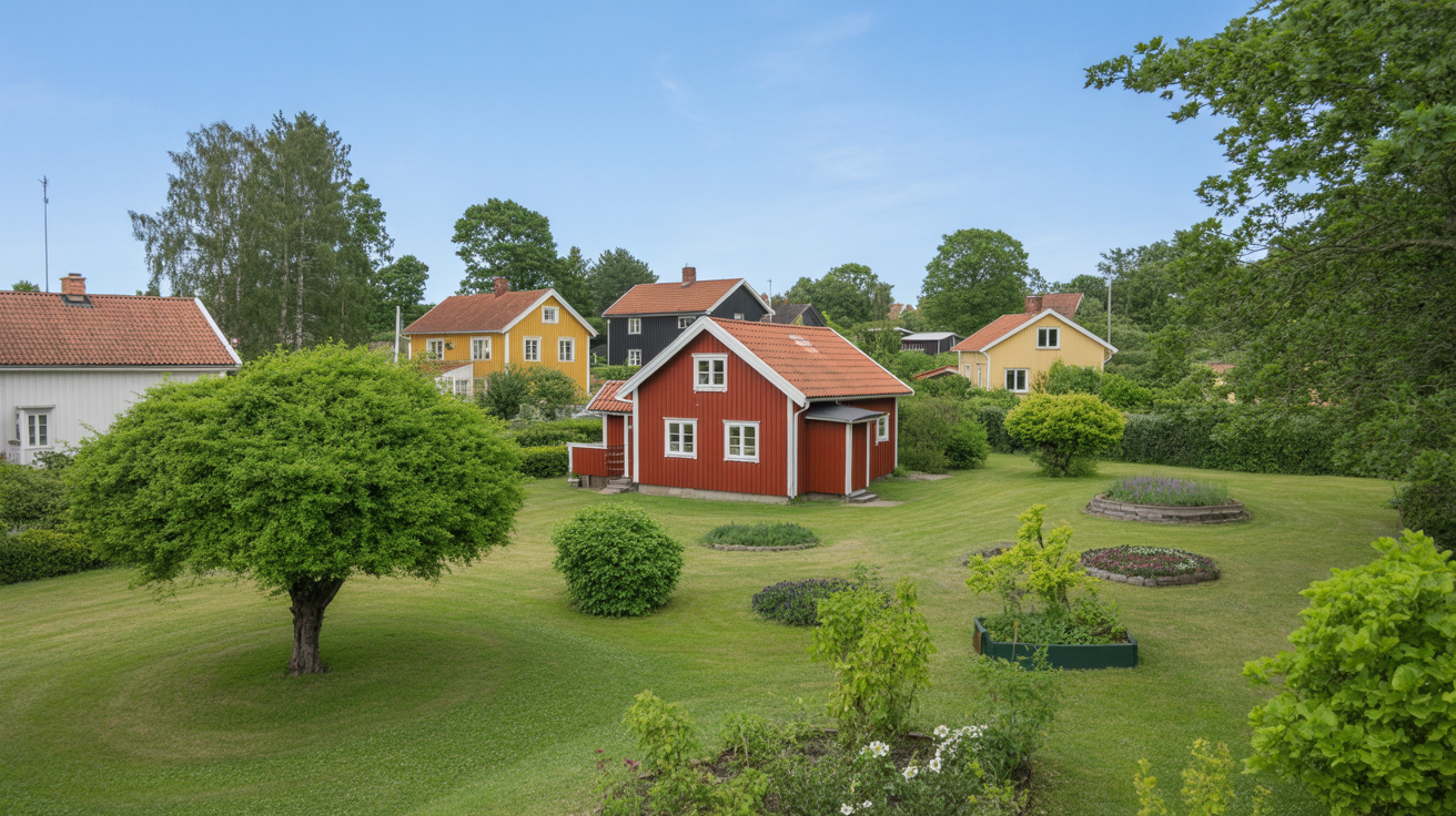 tradgard hus red tra